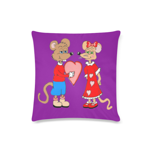 Love Mice Purple Custom Zippered Pillow Case 16"x16"(Twin Sides)