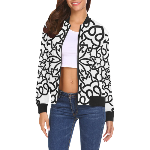 Design jacket black-white All Over Print Bomber Jacket for Women (Model H19)