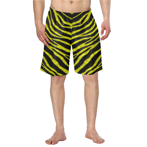 Ripped SpaceTime Stripes - Yellow Men's Swim Trunk (Model L21)