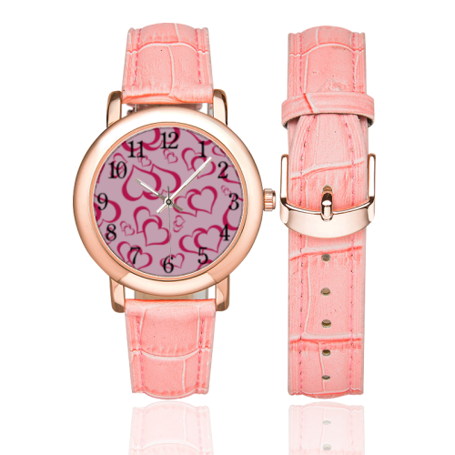 HEARTS PINKY Women's Rose Gold Leather Strap Watch(Model 201)