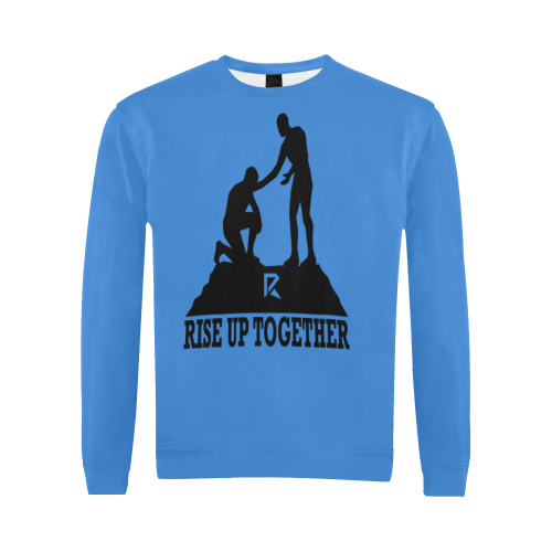 Crewneck Sweatshirt for Men (Black & Blue) All Over Print Crewneck Sweatshirt for Men (Model H18)