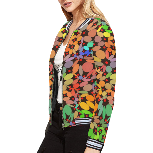Power Flowers 318B by JamColors All Over Print Bomber Jacket for Women (Model H21)