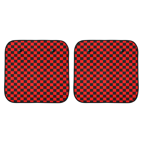 Checkerboard Black and Red Car Sun Shade 28"x28"x2pcs