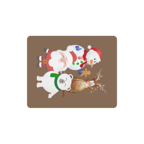 Christmas Gingerbread, Snowman, Santa Claus  Brown Rectangle Mousepad