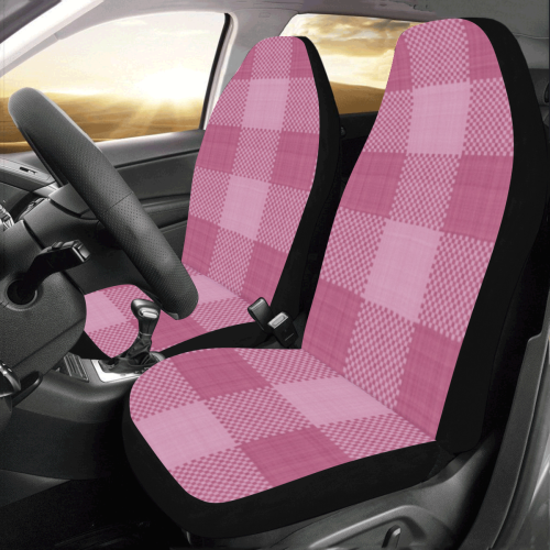 Rose Pink Plaid Car Seat Covers (Set of 2)