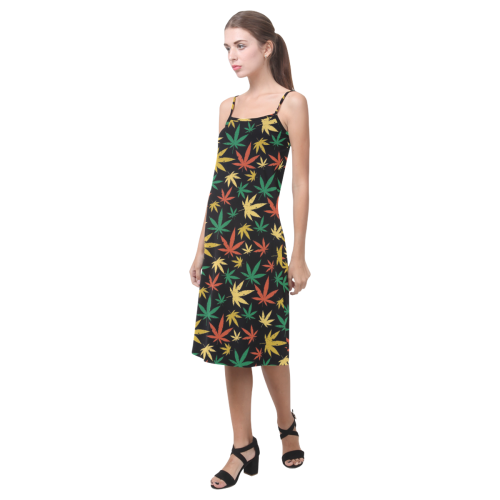 Cannabis Pattern Alcestis Slip Dress (Model D05)