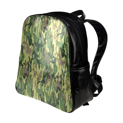 Military Camo Green Woodland Camouflage Multi-Pockets Backpack (Model 1636)