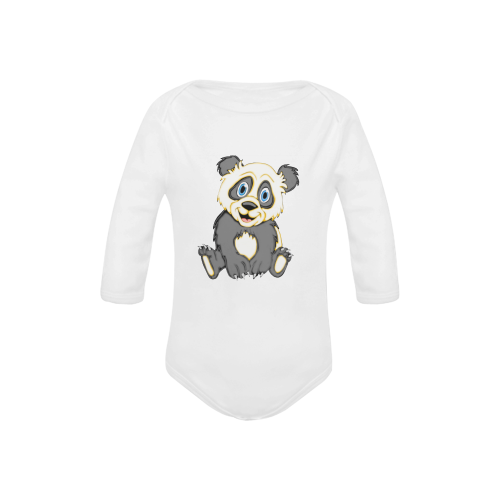 Smiling Panda White Baby Powder Organic Long Sleeve One Piece (Model T27)