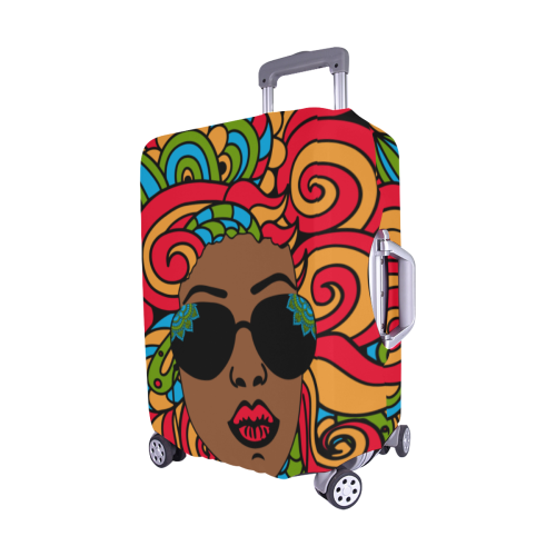 Afro Woman Zentagle Luggage Cover/Medium 22"-25"