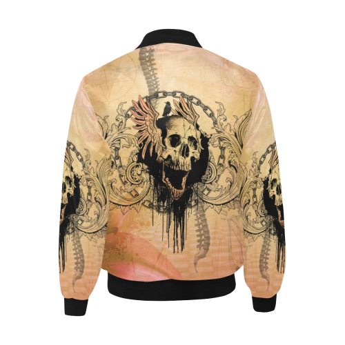 Amazing skull with wings All Over Print Quilted Bomber Jacket for Men (Model H33)
