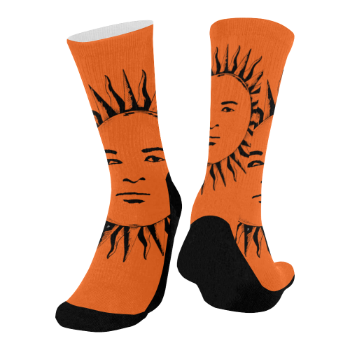 GOD Men Mid Socks Orange & Black Mid-Calf Socks (Black Sole)