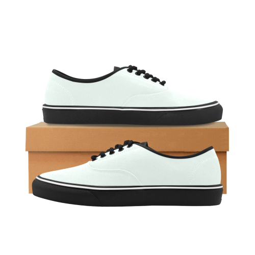 color mint cream Classic Men's Canvas Low Top Shoes/Large (Model E001-4)