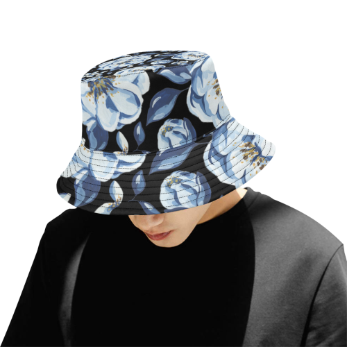 Blue Full Bloom All Over Print Bucket Hat for Men