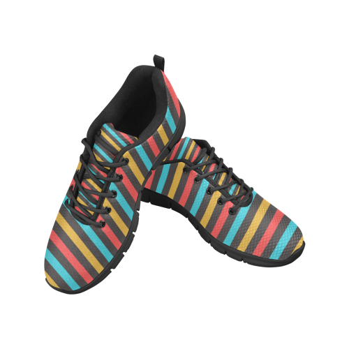 retro stripe Women's Breathable Running Shoes (Model 055)