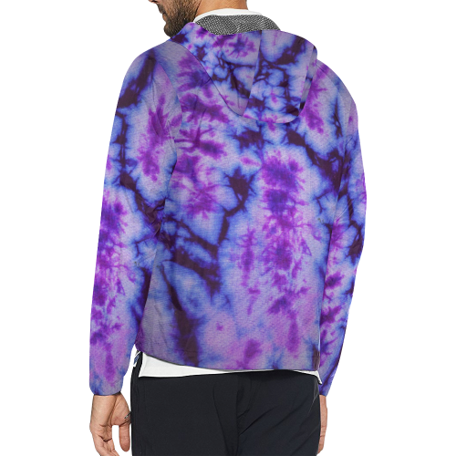 tie dye in shades of blue and purple Unisex All Over Print Windbreaker (Model H23)