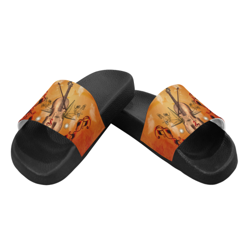 Music, violin with dove Men's Slide Sandals (Model 057)