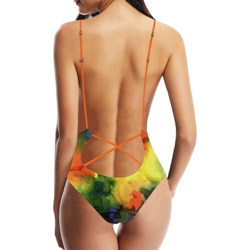 Puzzle Sexy Lacing Backless One-Piece Swimsuit (Model S10)