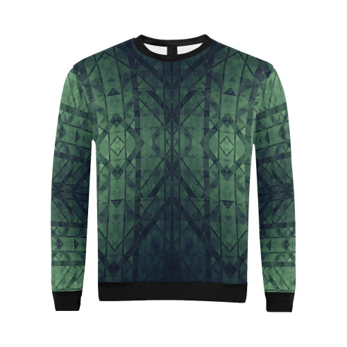 Sci-Fi Green Monster  Geometric design All Over Print Crewneck Sweatshirt for Men (Model H18)