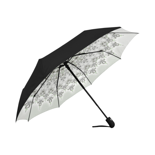 Kaleidoscope Fractal Mandala Grey Green Anti-UV Auto-Foldable Umbrella (Underside Printing) (U06)