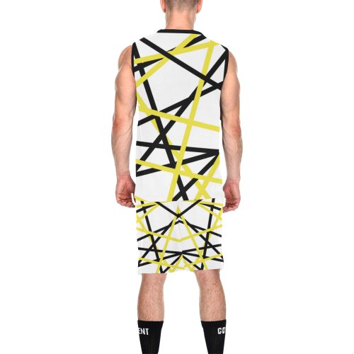 Black and yellow stripes All Over Print Basketball Uniform