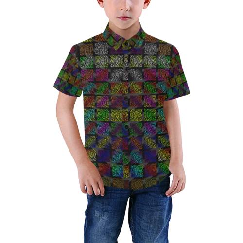 Ripped SpaceTime Stripes Collection Boys' All Over Print Short Sleeve Shirt (Model T59)