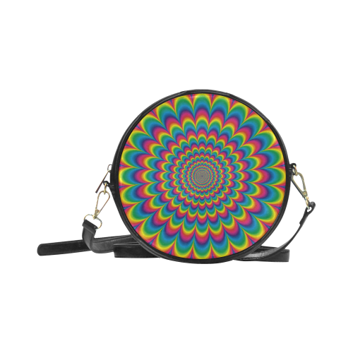 Crazy Psychedelic Flower Power Hippie Mandala Round Sling Bag (Model 1647)