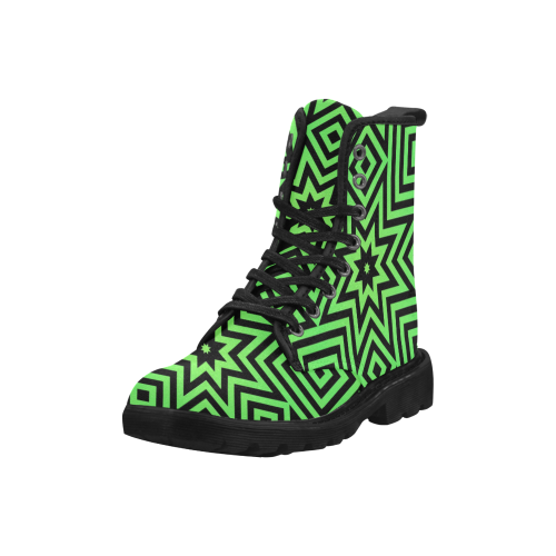 Green/Black Tribal Pattern Martin Boots for Women (Black) (Model 1203H)