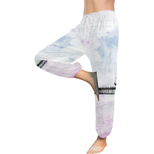 Pink Grunge Santa Monica Pier Women's All Over Print Harem Pants (Model L18)