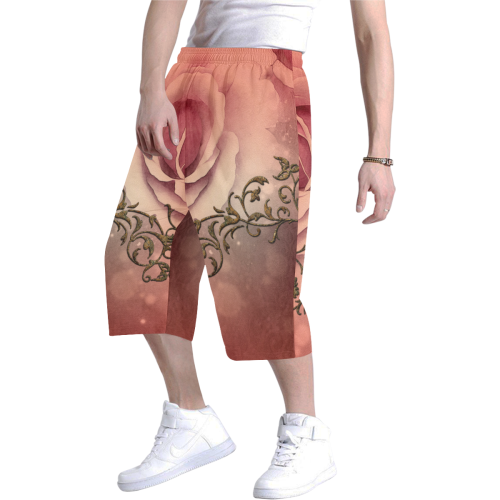 Wonderful roses with floral elements Men's All Over Print Baggy Shorts (Model L37)