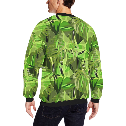 Tropical Jungle Leaves Camouflage Men's Oversized Fleece Crew Sweatshirt/Large Size(Model H18)