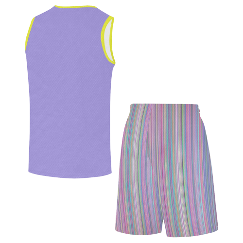 Broken TV screen shorts lavender top All Over Print Basketball Uniform