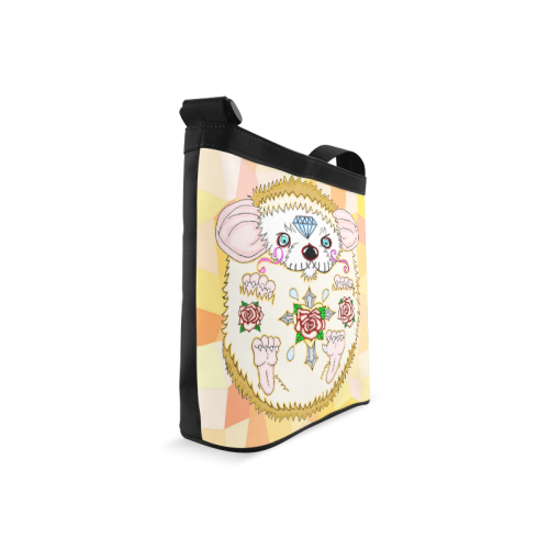 Sugar Skull Hedgehog Yellow Gold Mosaic Crossbody Bags (Model 1613)