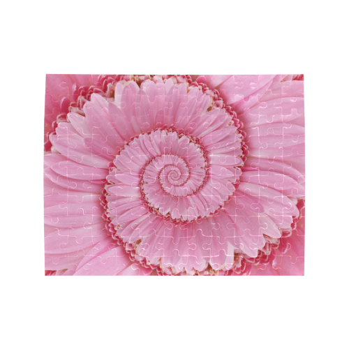 Droste Pink Gerbera Flower Spiral Puzzle Rectangle Jigsaw Puzzle (Set of 110 Pieces)