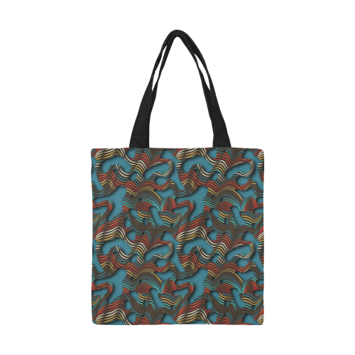 Squiggly Loops Cut - Earth Waves All Over Print Canvas Tote Bag/Small (Model 1697)