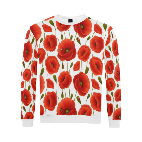 Poppy Pattern All Over Print Crewneck Sweatshirt for Men (Model H18)
