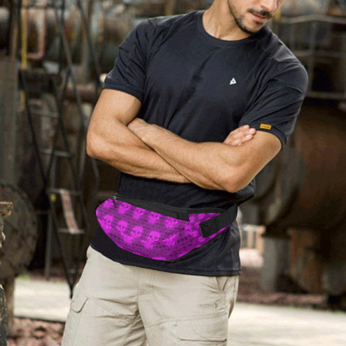skulls and hearts, pink by JamColors Fanny Pack/Large (Model 1676)