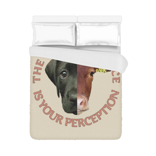 Vegan Cow and Dog Design with Slogan Duvet Cover 86"x70" ( All-over-print)