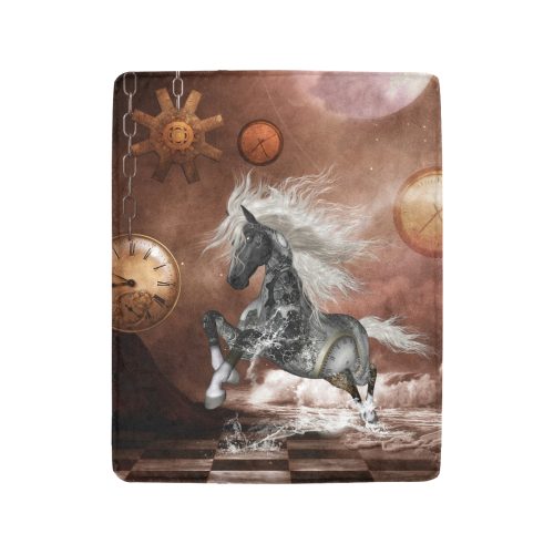 Amazing steampunk horse, silver Ultra-Soft Micro Fleece Blanket 40"x50"