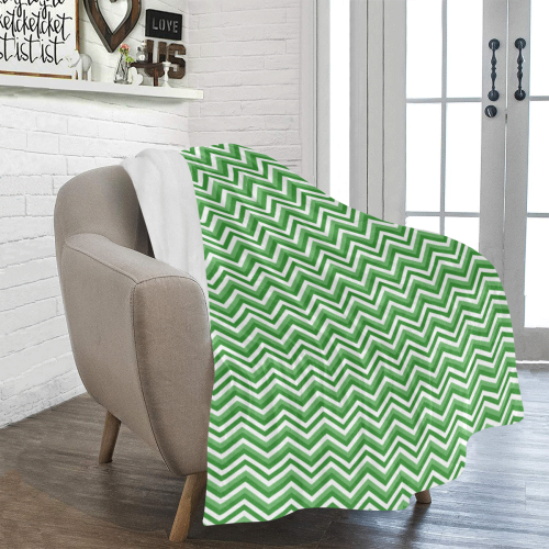 Green Chevron Ultra-Soft Micro Fleece Blanket 50"x60"