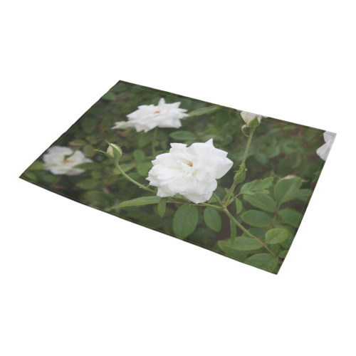 beautiful black  white flowers f Azalea Doormat 24" x 16" (Sponge Material)
