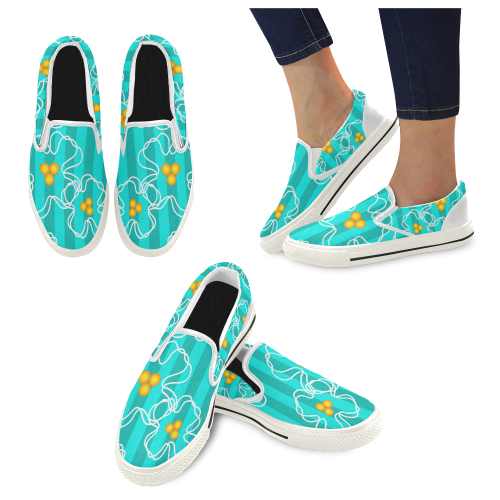 Flowers Women's Slip-on Canvas Shoes (Model 019)