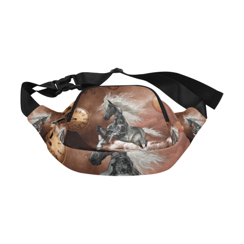 Amazing steampunk horse, silver Fanny Pack/Small (Model 1677)
