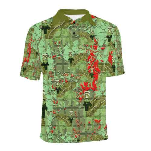 Lamassu Sport Green Men's All Over Print Polo Shirt (Model T55)