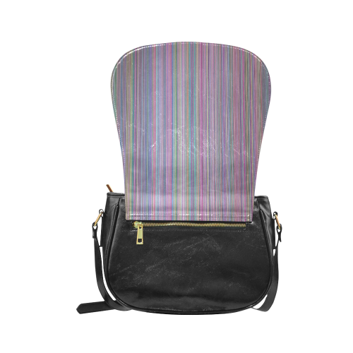 Broken TV screen rainbow stripe Classic Saddle Bag/Large (Model 1648)