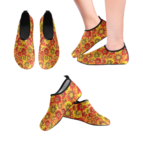 Brilliant Orange And Yellow Daisies Women's Slip-On Water Shoes (Model 056)