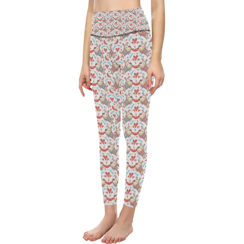 Cute Valentine Dogs in Love Women's All Over Print High-Waisted Leggings (Model L36)