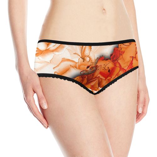 Sorf red flowers with butterflies Women's All Over Print Classic Briefs (Model L13)