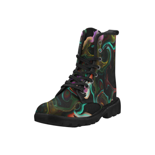 ink marble Martin Boots for Women (Black) (Model 1203H)