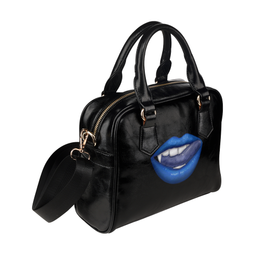 Blue  - Vampire Lips Shoulder Handbag (Model 1634)