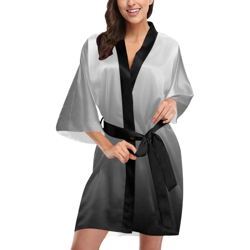 Black Silver and White Ombre Kimono Robe